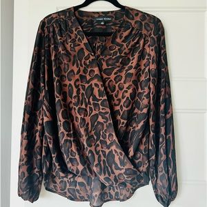 Catherine Melandrino Animal Print Cross Front Blouse. Never been worn.